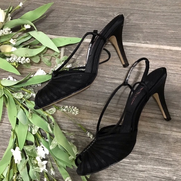Nina Mesh and Satin Heels - Picture 1 of 3